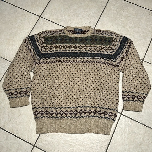 Polo Ralph Lauren Hand Knit Wool Silk Linen Blend Pullover Fairs Isle Sweater - Picture 2 of 13